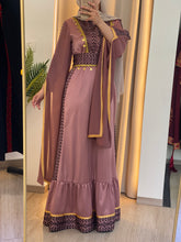 Very Elegant New Design Pink and Black Embroidered Dress with Golden Sleeve Details