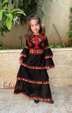 Little Girls Black and Red Ruffled Embroidered Spanish Like Dress