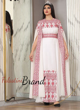 Elegant Royal Off White and Red Embroidered Dress