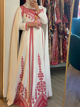 White and Red Royal Design Dress with Unique Embroidery