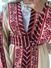 Kashmir Details Beige and Burgundy Floral Embroidered Abaya