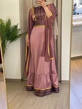 Very Elegant New Design Pink and Black Embroidered Dress with Golden Sleeve Details