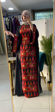 Royal Black Embroidered Dress and Abaya Set