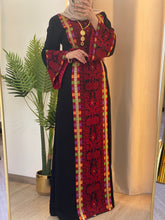 Asala Black Palestinian Embroidered Thob with Beads and Manajil Details