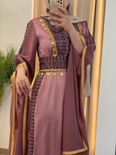 Very Elegant New Design Pink and Black Embroidered Dress with Golden Sleeve Details
