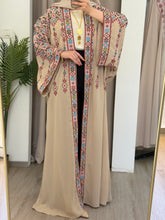 Yasmin Beige Embroidered Open Abaya/Bisht