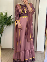 Very Elegant New Design Pink and Black Embroidered Dress with Golden Sleeve Details