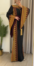 Horeya Black and Burgundy Thob Dress with Golden Embroidery
