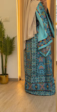 Durra Blue Satin Elegant Wide Sleeves Full Embroidered Thob Dress