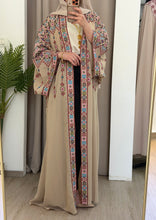 Yasmin Beige Embroidered Open Abaya/Bisht