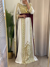 Stunning White And Gold Royal Sleeve Palestinian Embroidered Dress