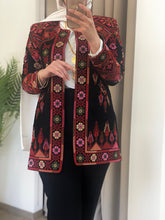 Palestinian Black And Red Colorful Floral Embroidered Jacket