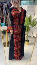 Royal Black Embroidered Dress and Abaya Set