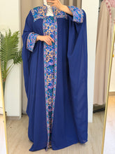 Zuhoor Blue With Colorful Embroidered Strappy Dress and Abaya Set