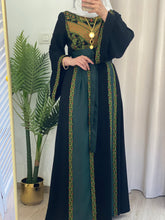 Yaqoot Elegant Stylish Black Thob with Green Embroidery and Satin Details