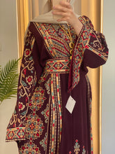 Magnificent Full of Details Burgundy Thob with Golden Embroidery