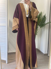 Sulaf Elegant Burgundy Bisht with Golden Palestinian Embroidery and Satin Details