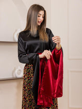 Yasmin Elegant Black Satin Thob Dress
