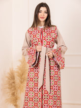 BEESAN Elegant Beige Palestinian Embroidered Abaya