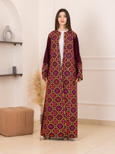 BEESAN Elegant Burgundy Palestinian Embroidered Abaya