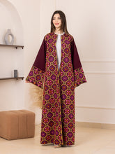 BEESAN Elegant Burgundy Palestinian Embroidered Abaya