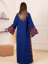 BEESAN Elegant Blue Palestinian Embroidered Abaya
