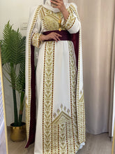 Stunning White And Gold Royal Sleeve Palestinian Embroidered Dress