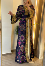 NAQSH Qasab Luxurious Navy Diamond Embroidered Abaya with Golden Thread Details