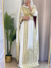 Stunning White And Gold Royal Sleeve Palestinian Embroidered Dress