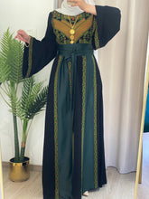 Yaqoot Elegant Stylish Black Thob with Green Embroidery and Satin Details