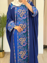 Zuhoor Blue With Colorful Embroidered Strappy Dress and Abaya Set