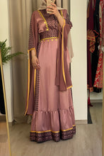 Very Elegant New Design Pink and Black Embroidered Dress with Golden Sleeve Details