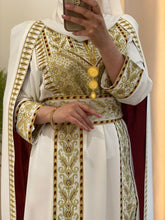 Stunning White And Gold Royal Sleeve Palestinian Embroidered Dress