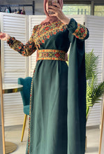 Elegant Green Shoulder Details Embroidered Dress