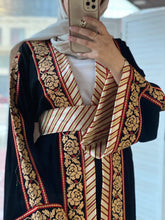 Kashmir Details Black and Golden Floral Embroidered Abaya