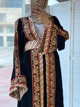 Kashmir Details Black and Golden Floral Embroidered Abaya