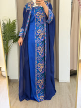 Zuhoor Blue With Colorful Embroidered Strappy Dress and Abaya Set
