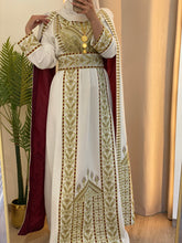 Stunning White And Gold Royal Sleeve Palestinian Embroidered Dress