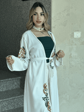 Elegant Off-White Handmade Moroccan Open-Front Djellaba with Belt