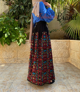 Elegant Black And Blue Embroidered Skirt