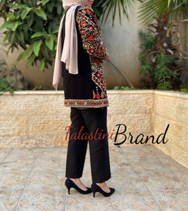 Elegant Palestinian Colorful Embroidered Jacket