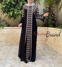 Soft Stunning Palestinian Embroidered Zipper Detail Abaya Asymmetric Embroidery