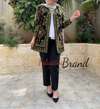 Elegant Palestinian Black And Green Embroidered Jacket