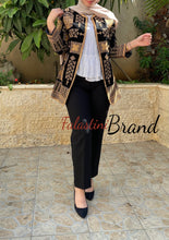 Elegant Palestinian Black And Golden Embroidered Jacket