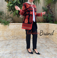 Elegant Palestinian Black And Red Embroidered Jacket