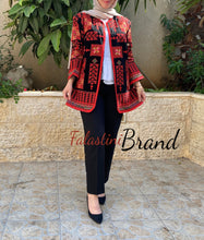 Elegant Palestinian Black And Red Embroidered Jacket