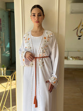 Elegant White Handmade Moroccan Open-Front Djellaba with Belt