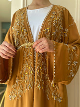 Elegant Khaki Handmade Moroccan Open-Front Djellaba with Belt