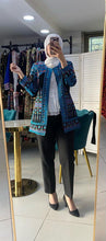 Elegant Palestinian Black And Blue Embroidered Jacket