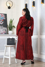 Stylish Long Black And Red  Embroidered Maxi Jacket/Abaya